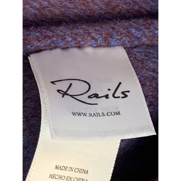 Rails Jaro Coat NEW Womens L Buffalo Plaid Cobalt Blue Chocolate Wool Blend - Picture 6 of 16